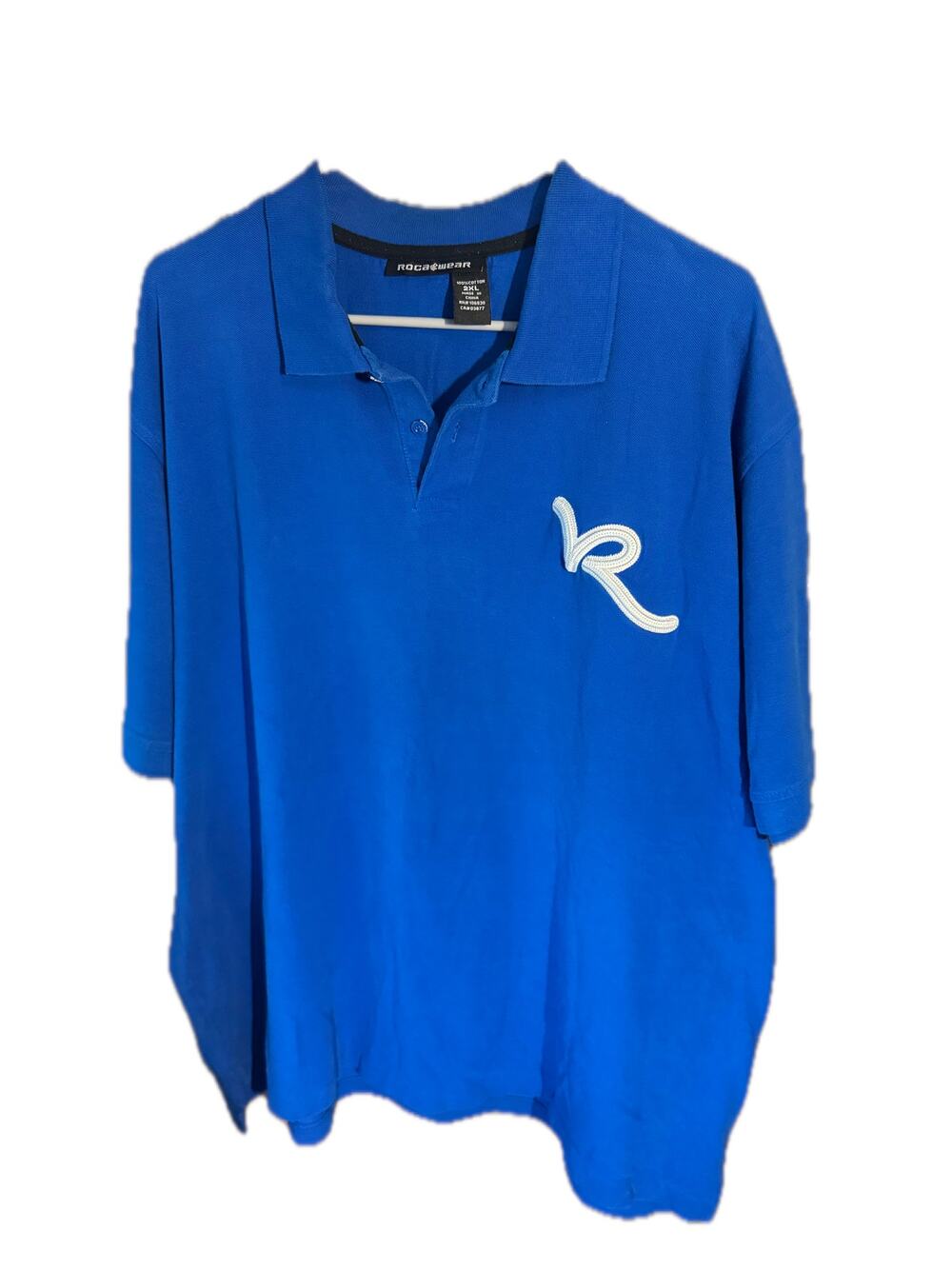 Rocawear Men's 2XL Blue Embroidered Logo Polo Shirt Hip Hop Streetwear